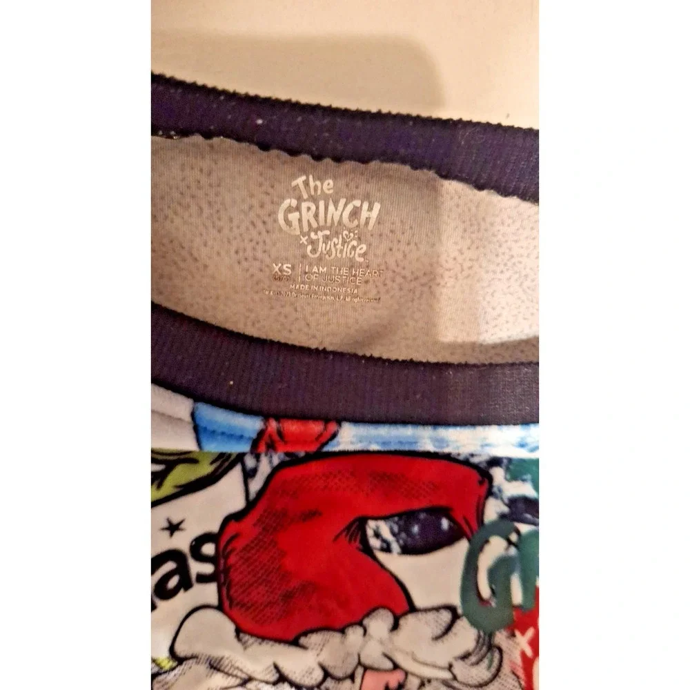 Justice Girls The Grinch Velour Sweater XS Green Christmas Holiday